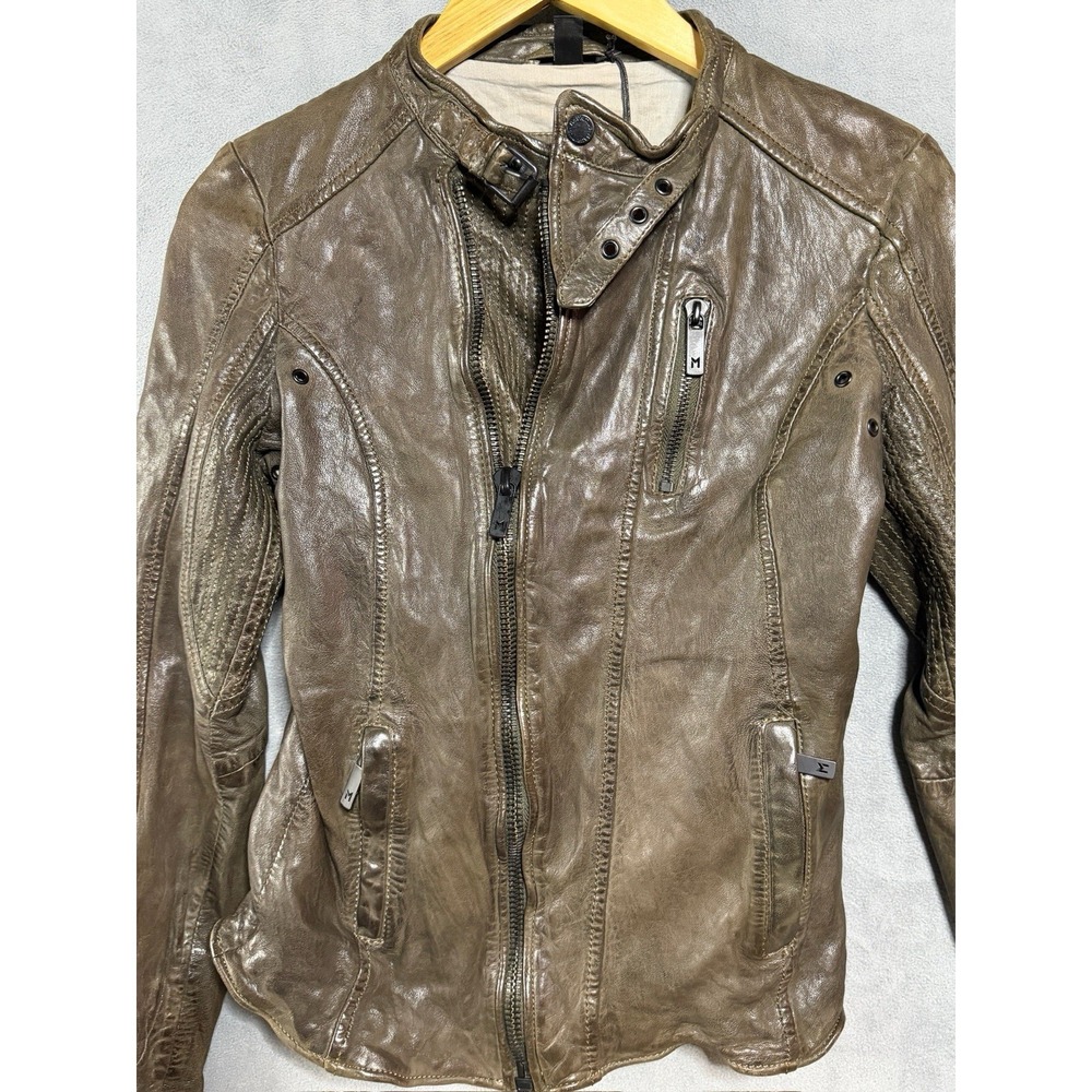 Vintage Mauritius Leather Brown Motorcycle Racing Moto Style Womens XS New